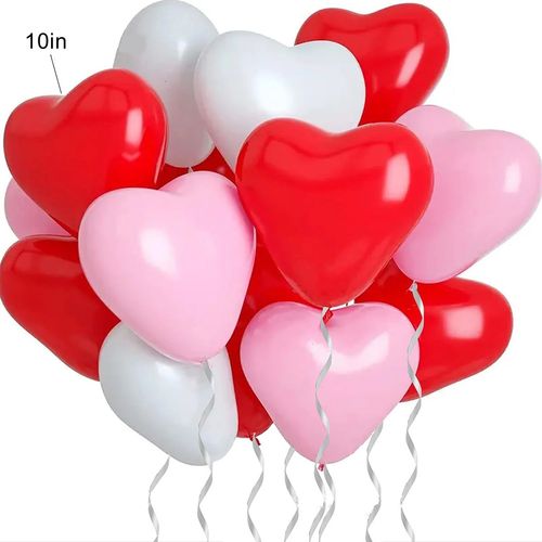 1000Pcs 10 inch Heart Shaped Balloons Red Pink Black Latex Balloon for DIY Valentine's Day Engagement Wedding Party Anniversary Decoration