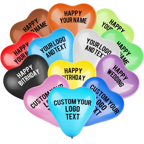 Heart-Shaped Custom Balloons - 12 inch Personalized Latex Advertising Balloons