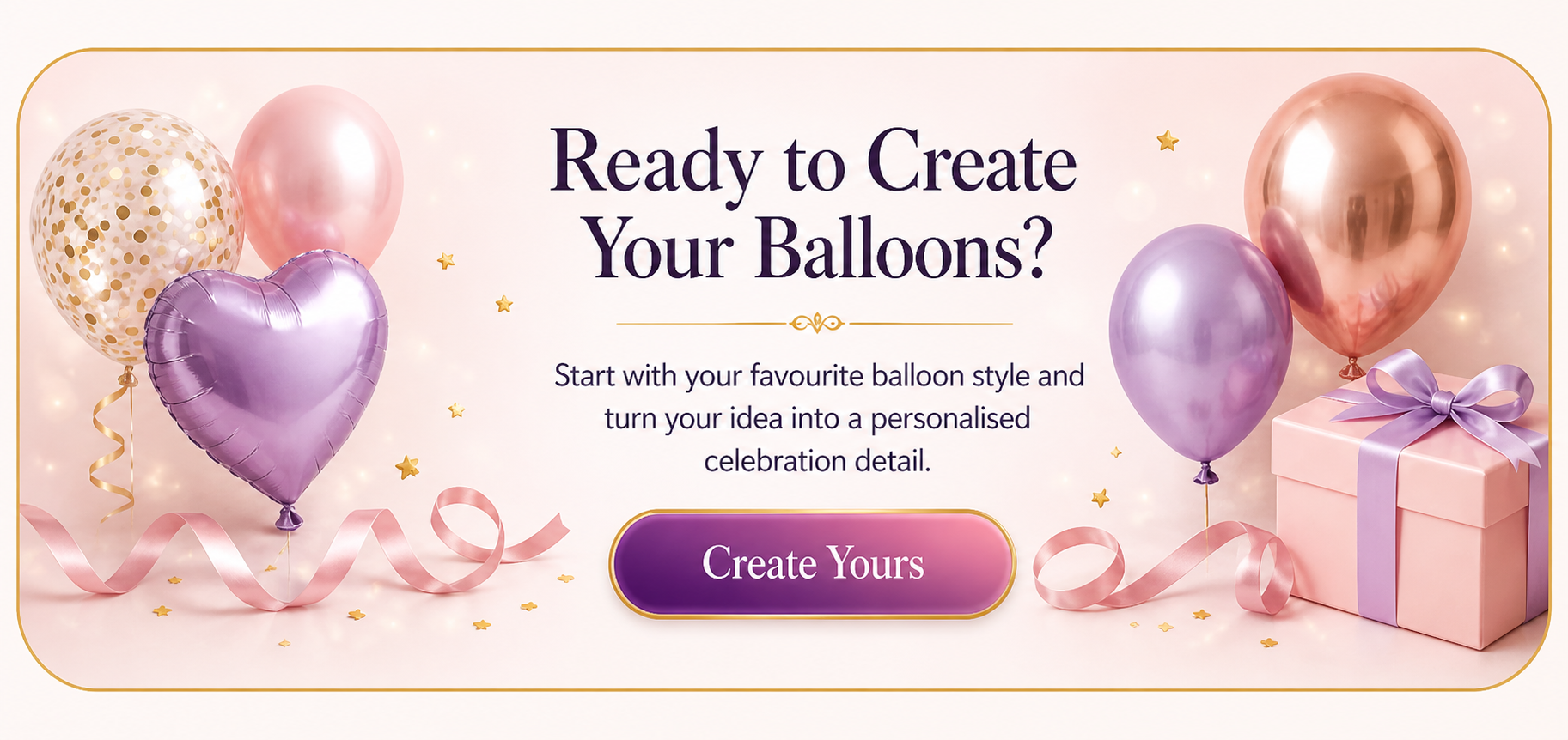 Create your custom balloons with pastel balloons gift boxes ribbons and celebration decorations