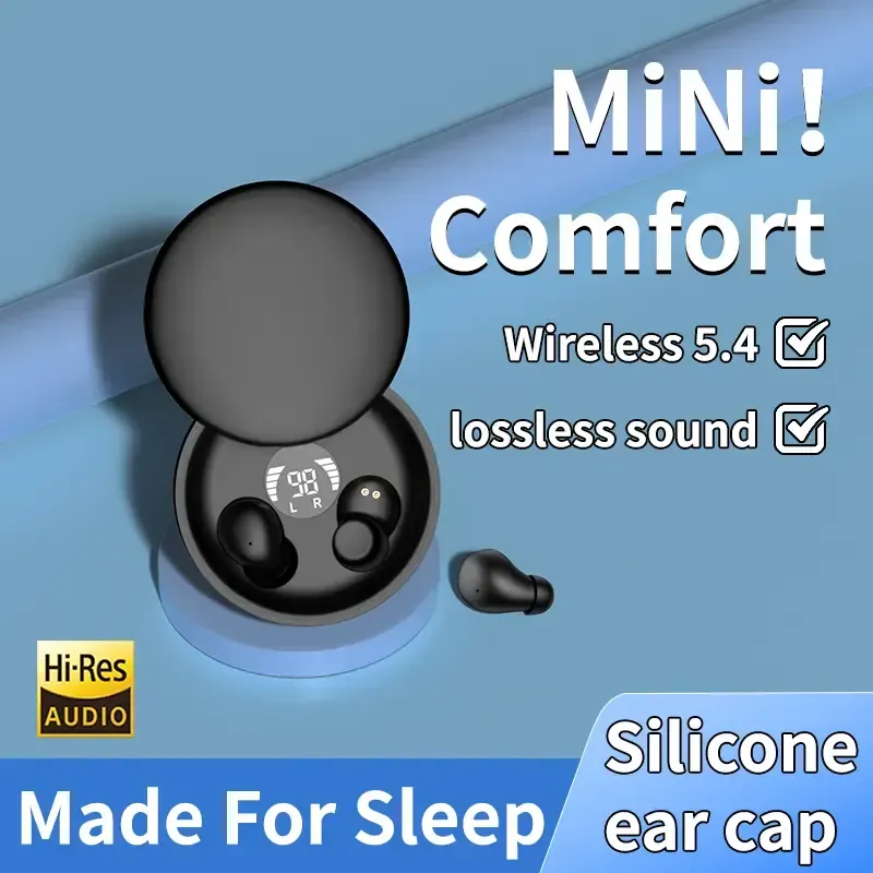 Invisible Sleep Earbuds for Side Sleepers, Mini Bluetooth Headset with Charging Case, 24H Playtime, Clear Calls, Noise Block, Wireless Audio for Android & iOS