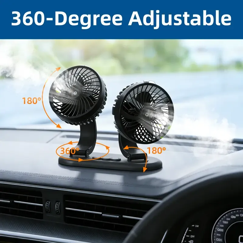 Dual Head Car Cooling Fan USB Powered