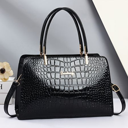 Chic Glossy Crocodile Pattern Handbag - Womens Stylish Crossbody Bag with Top Handle - Durable & Versatile for Office, Work, & Daily Use - Comfortable Grip, Secure Pockets