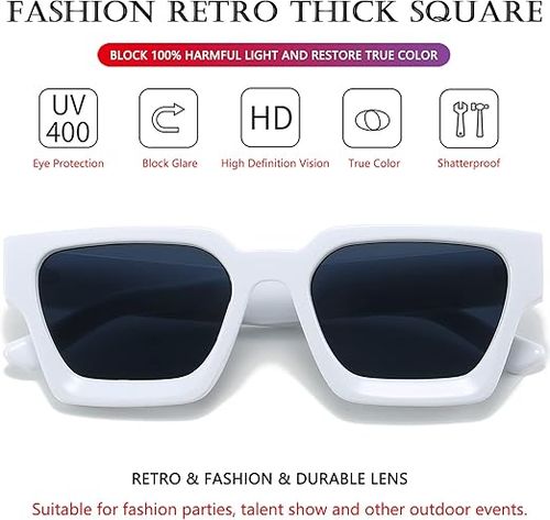 Square Sunglasses for Women and Men with Thick Frames – Simple Designer Style Shades