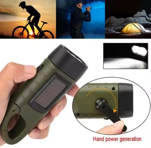 Five-in-one multi-functional solar energy & hand-cranked charging flashlight - emergency light - power bank