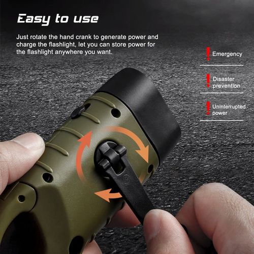 Five-in-one multi-functional solar energy & hand-cranked charging flashlight - emergency light - power bank