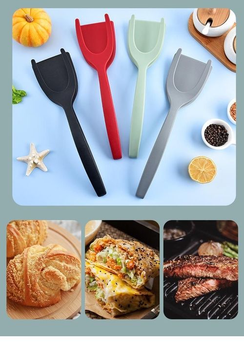 AMZ 2 in 1 Grip and Flip Spatula Tongs Egg Flipper Tongs Pancake Fish French Toast Omelet Spatula for Home Kitchen Cooking Tool