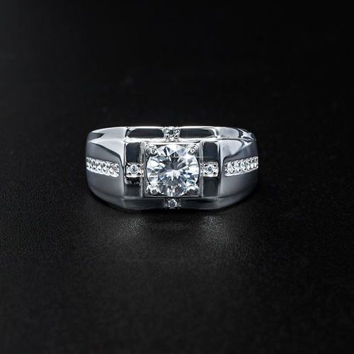 Morganite minimalist ring for men - single ring in a trendy and personalized style, with an adjustable opening. Retro men's ring design.