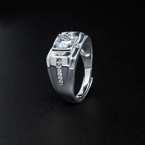 Morganite minimalist ring for men - single ring in a trendy and personalized style, with an adjustable opening. Retro men's ring design.