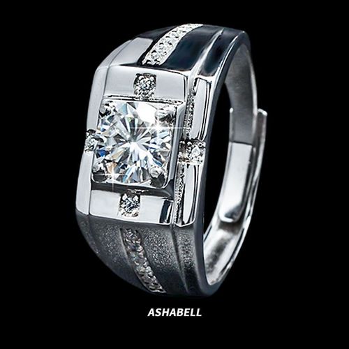 Morganite minimalist ring for men - single ring in a trendy and personalized style, with an adjustable opening. Retro men's ring design.
