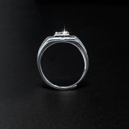 Morganite minimalist ring for men - single ring in a trendy and personalized style, with an adjustable opening. Retro men's ring design.