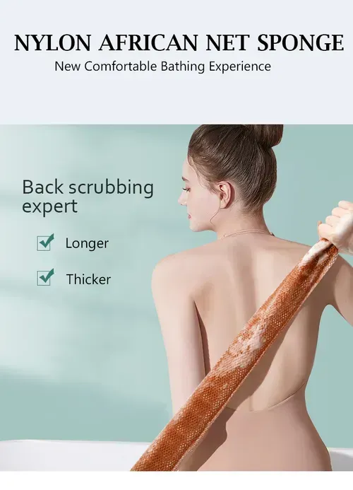Long-length African bath net scrub towel - Nylon material bath towel - Essential for efficient exfoliation during bathing
