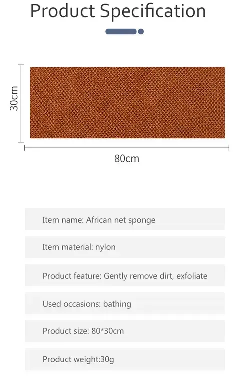 Long-length African bath net scrub towel - Nylon material bath towel - Essential for efficient exfoliation during bathing