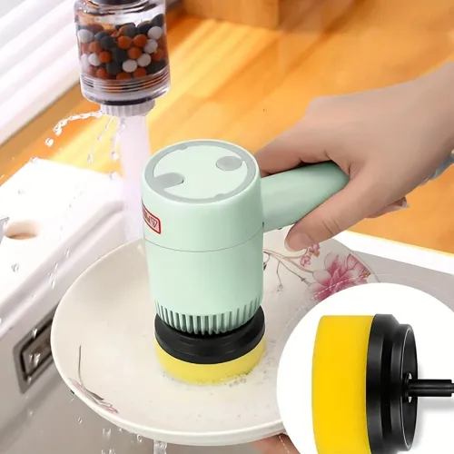 Handheld Electric Cleaning Brush Rechargeable Spin Small With 2 Brush Heads Dish Plate Bowl Electric Scrubber Cleaning Brush