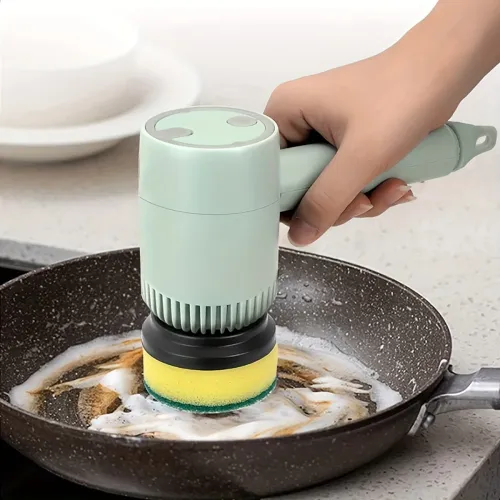Handheld Electric Cleaning Brush Rechargeable Spin Small With 2 Brush Heads Dish Plate Bowl Electric Scrubber Cleaning Brush