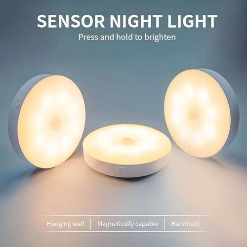 A great helper for night lighting is here~ This motion-sensing night light turns on automatically when someone approaches and dims gradually when they leave, so you won't fumble in the dark when getting up at night.  Perfect for bedroom bedside, bathroom, and stairs. Its soft light won't irritate your eyes, caring for your family's good sleep.