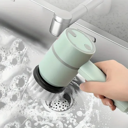 Handheld Electric Cleaning Brush Rechargeable Spin Small With 2 Brush Heads Dish Plate Bowl Electric Scrubber Cleaning Brush
