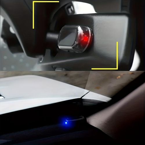 Solar Powered Fake Car Alarm Light, Auto Light Sensor LED Simulated Security Warning Flashing Light, No Wiring DIY Car Anti-Theft Dummy Alarm Lamp