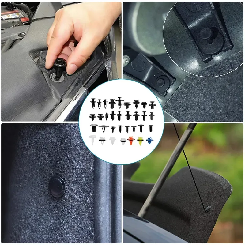 Car Retainer Clips & Fasteners Kit – 32 Universal Sizes Nylon Bumper, Fender Rivets, Door Panel Clips, and Plastic Rivets with 10 Cable Ties and Removal Tool for Auto Vehicles (1240pcs)