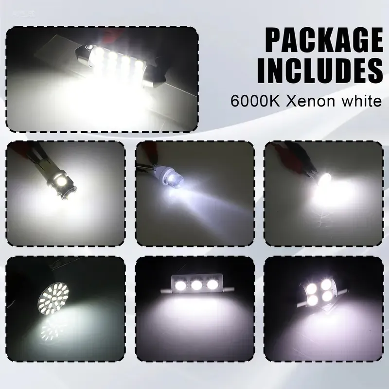 Super Bright White Interior Car Lights Kit Set  - 12 V Bulbs for Dome Map Door Trunk,Cars Vehicle Accessories Auto Accessories Interior, Light Bulbs, Car Interior Accessories