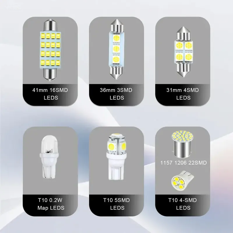 Super Bright White Interior Car Lights Kit Set  - 12 V Bulbs for Dome Map Door Trunk,Cars Vehicle Accessories Auto Accessories Interior, Light Bulbs, Car Interior Accessories