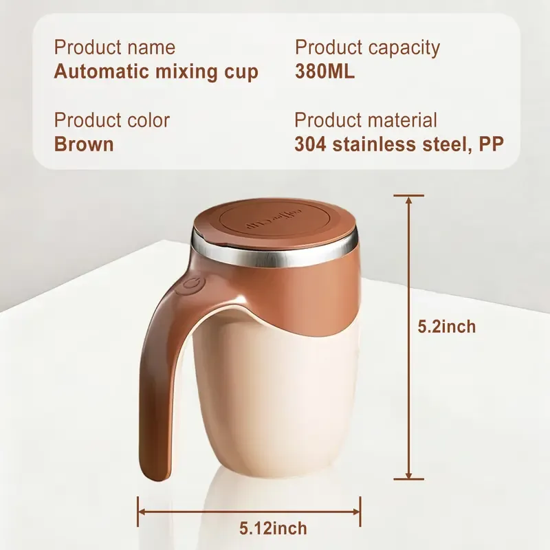 Automatic Magnetic Self Stirring Coffee Mug Rechargeable Stainless Steel Insulated Mixing Cup with Lid for Coffee Milk Tea Hot Chocolate and Protein Powder Christmas Gift