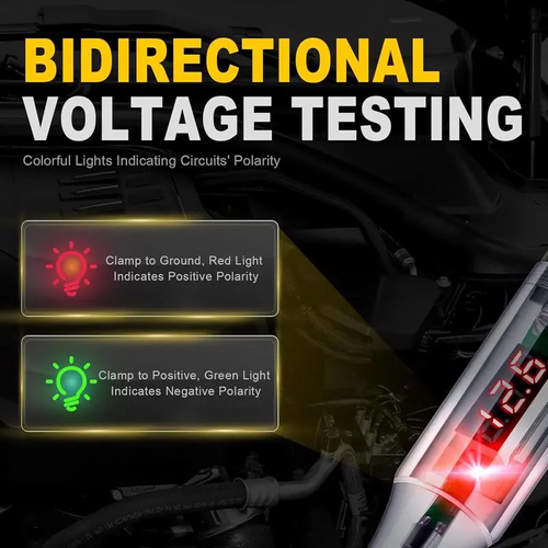 Automotive Digital LED Circuit Tester Diagnostic Tool - 5V-90V Voltage Check Tool with Extended Spring Wire, Bidirectional Light Tester, Compact Practical Design, Pen Tip Protector, Digital LED Display Clarity, Ideal for Automotive Checks