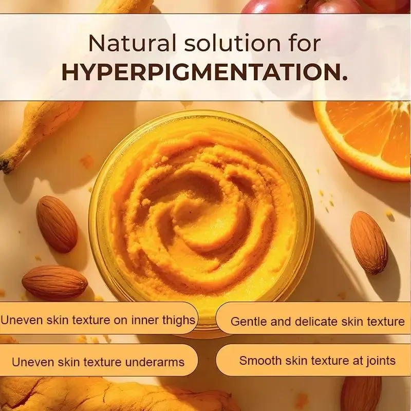 Botanical Turmeric Body Scrub - Gentle Cosmetic Cleanser with Mild Plant Ingredients for Radiant Skin, Soft Texture, Fresh Glow & Smooth Even Finish | Daily Body Care Experience