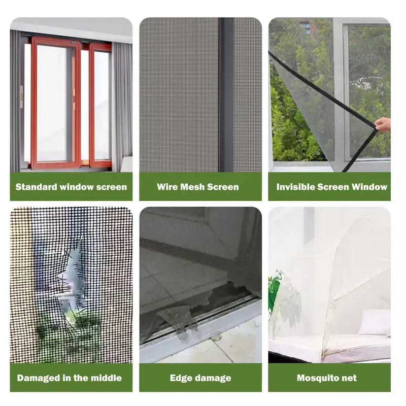 Window Screen Repair Tape, Adhesive Gray Screen Repair Strip, Durable Fiberglass Mesh Tape for Fixing Window and Door Screens