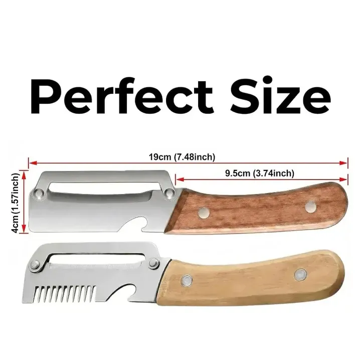 Buy 1 get 1   2PCS   2 in 1 Multi  Functional Kitchen Peeler   Ultra harp Stainless Steel Vegetable and Fruit Peeler with Wooden Handle, Bottle Opener, and Julienne Shred Cutter, Durable Kitchen Gadget