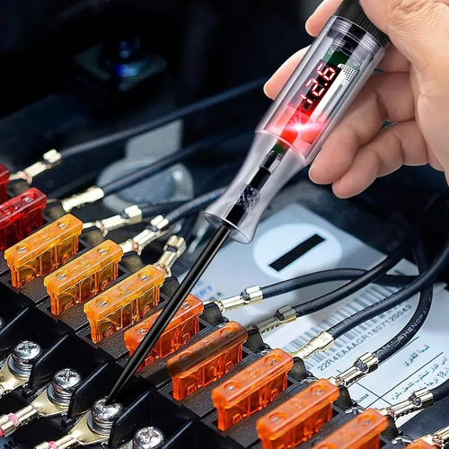 Automotive Digital LED Circuit Tester Diagnostic Tool - 5V-90V Voltage Check Tool with Extended Spring Wire, Bidirectional Light Tester, Compact Practical Design, Pen Tip Protector, Digital LED Display Clarity, Ideal for Automotive Checks