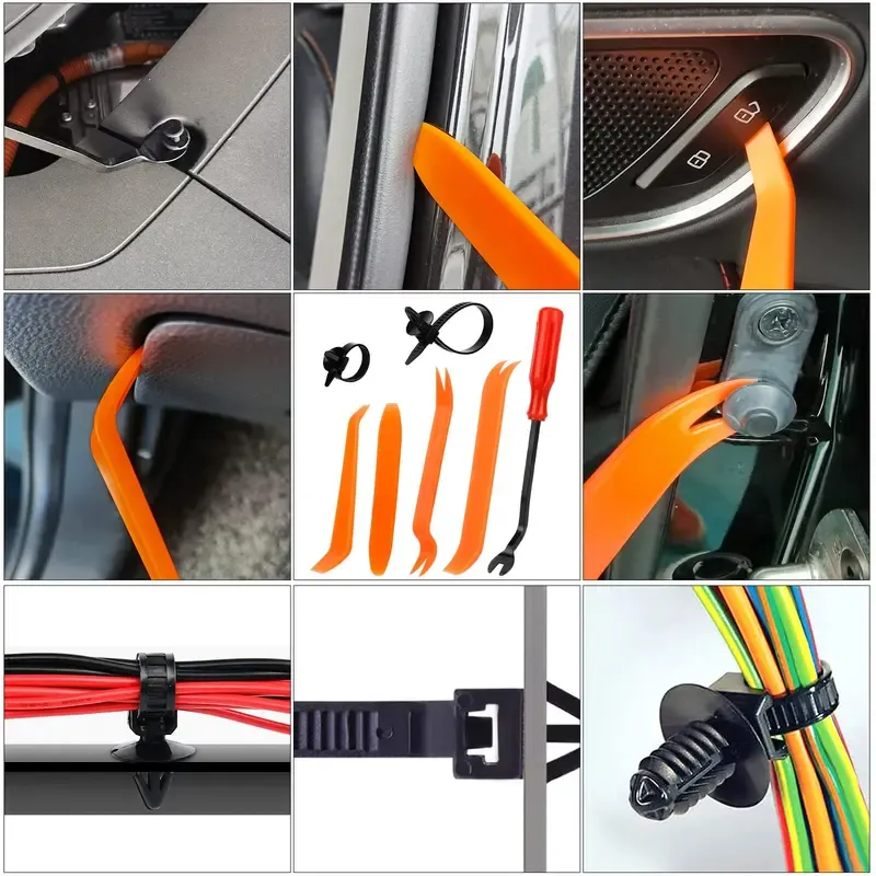 Car Retainer Clips & Fasteners Kit – 32 Universal Sizes Nylon Bumper, Fender Rivets, Door Panel Clips, and Plastic Rivets with 10 Cable Ties and Removal Tool for Auto Vehicles (1240pcs)