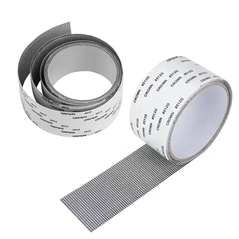 Window Screen Repair Tape, Adhesive Gray Screen Repair Strip, Durable Fiberglass Mesh Tape for Fixing Window and Door Screens
