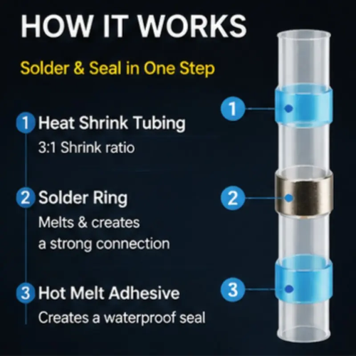 100pcs Solder Seal Wire Connectors Kit, Heat Shrink Waterproof Electrical Connectors, Solder & Seal Wire Splices for Automotive, Marine, DIY Wiring Repair, Waterproof Connector Set