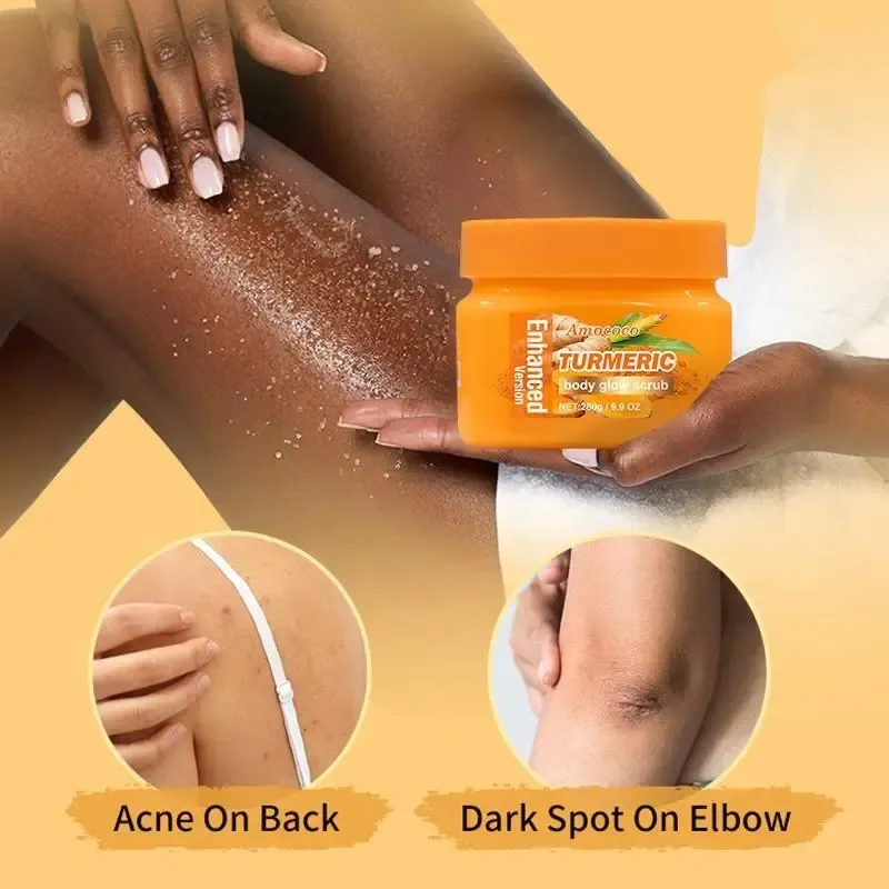 Botanical Turmeric Body Scrub - Gentle Cosmetic Cleanser with Mild Plant Ingredients for Radiant Skin, Soft Texture, Fresh Glow & Smooth Even Finish | Daily Body Care Experience