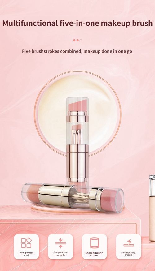 5 in 1 makeup brush set - foundation brush, eyebrow brush, lip brush, eyeshadow brush, loose powder brush