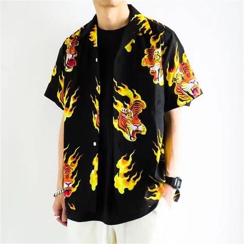 WACKO MARIA TIM LEHI HAWAIIAN SHIRT 火焰虎頭 老虎夏威夷短袖襯衫 W317