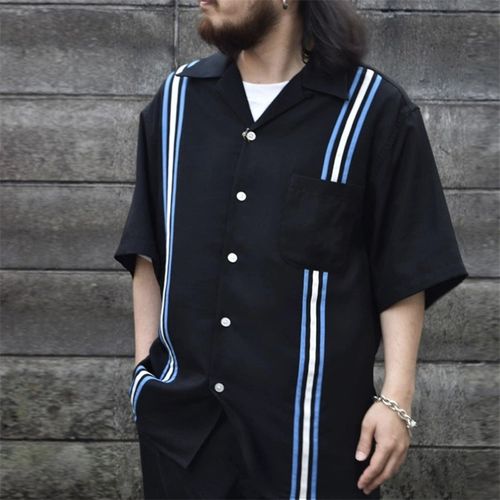 WACKO MARIA 24SS TWO TONE 50S SHIRT條紋織帶拼色夏威夷短袖襯衫 W409