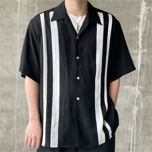 WACKO MARIA 23SS新款TWO TONE 50sSHIRT條紋拼色夏威夷短袖襯衫 W186