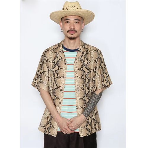 WACKO MARIA 22SS PYTHON OPEN COLLAR SHIRT 蛇紋人造絲短袖襯衫 W138