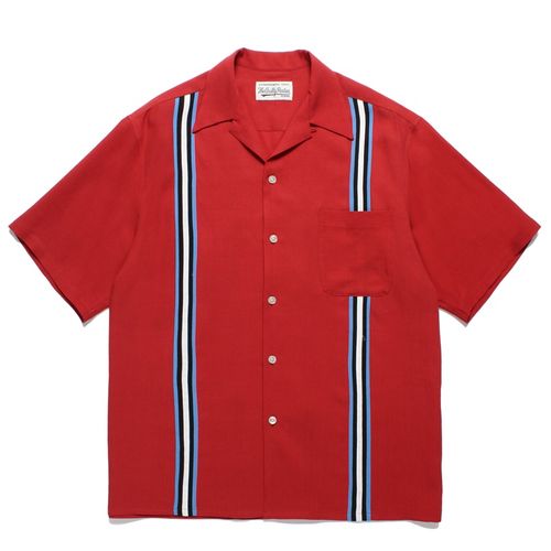 WACKO MARIA 24SS TWO TONE 50S SHIRT條紋織帶拼色夏威夷短袖襯衫 W409