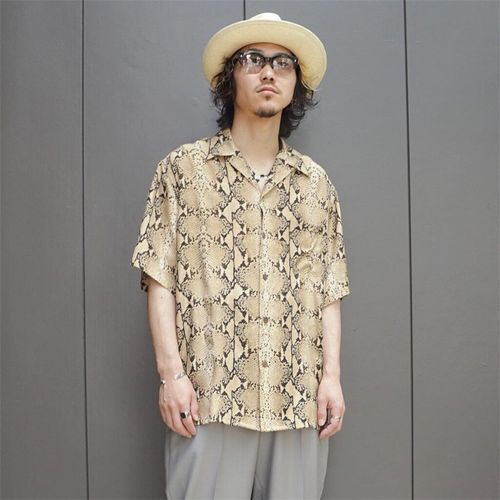 WACKO MARIA 22SS PYTHON OPEN COLLAR SHIRT 蛇紋人造絲短袖襯衫 W138