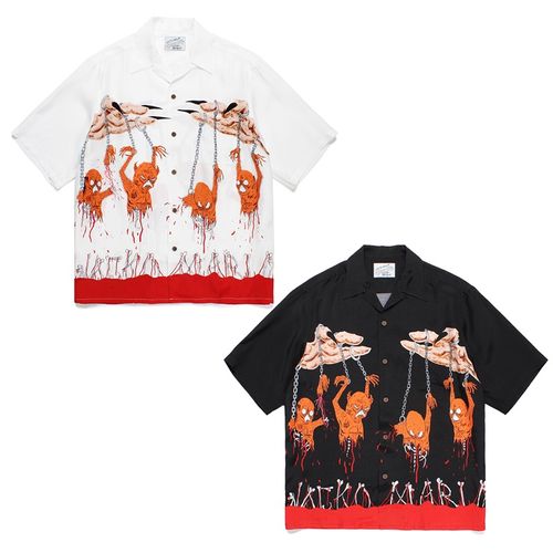 WACKO MARIA 24SS 限定NECKFACE聯名 搞怪塗鴉 夏威夷短袖襯衫 W346