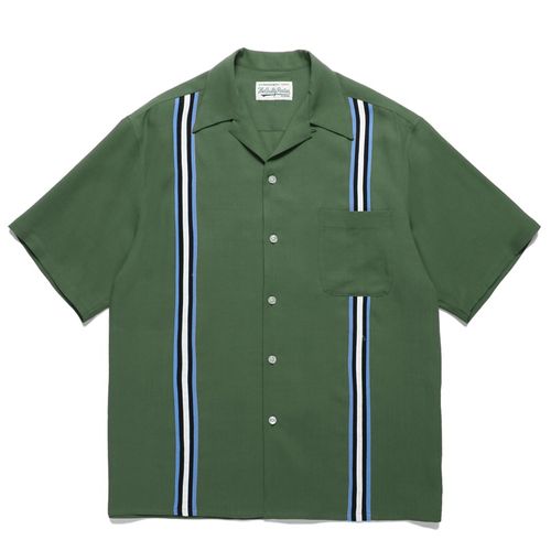 WACKO MARIA 24SS TWO TONE 50S SHIRT條紋織帶拼色夏威夷短袖襯衫 W409