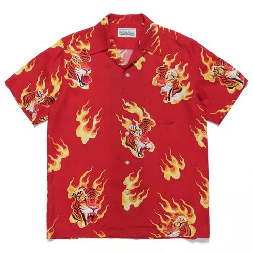 WACKO MARIA TIM LEHI HAWAIIAN SHIRT 火焰虎頭 老虎夏威夷短袖襯衫 W317