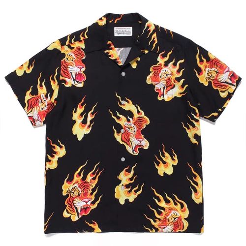 WACKO MARIA TIM LEHI HAWAIIAN SHIRT 火焰虎頭 老虎夏威夷短袖襯衫 W317