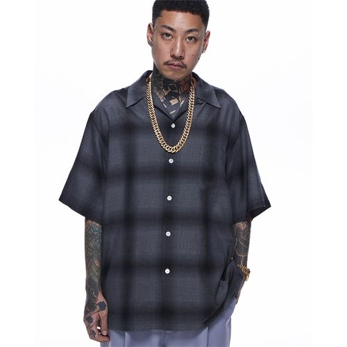 WACKO MARIA 23SS新款CHECK OPEN COLLAR SHIRT 格紋格子夏威夷短袖襯衫 W338