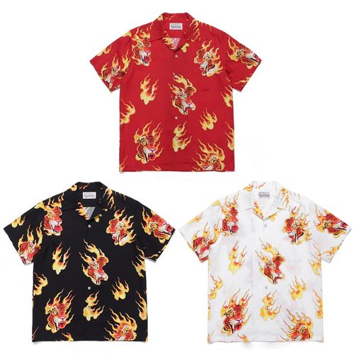 WACKO MARIA TIM LEHI HAWAIIAN SHIRT 火焰虎頭 老虎夏威夷短袖襯衫 W317