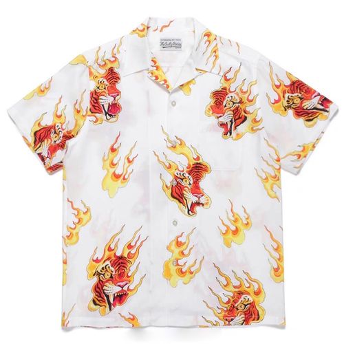 WACKO MARIA TIM LEHI HAWAIIAN SHIRT 火焰虎頭 老虎夏威夷短袖襯衫 W317