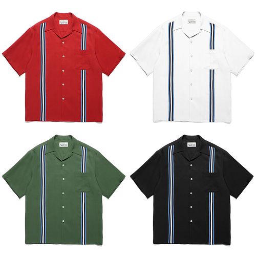 WACKO MARIA 24SS TWO TONE 50S SHIRT條紋織帶拼色夏威夷短袖襯衫 W409