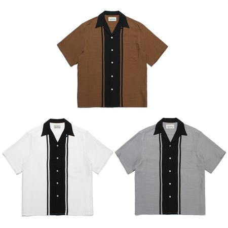 WACKO MARIA 23SS新款TWO TONE 50sSHIRT條紋拼色夏威夷短袖襯衫 W187